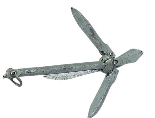 SeaTec paraply anker 15kg set fra siden med sjækel tilkoblet