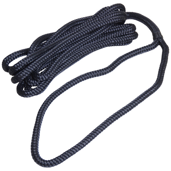 Robline fortøjningstov i navy farve, flettet 10mm x 6m, set forfra med detaljerede fletninger.