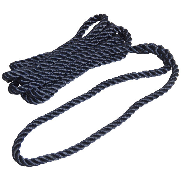 Robline fortøjningstov i navy farve, 12mm x 10m, præsenteret liggende.