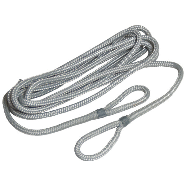Robline fenderline i grå farve, flettet, 2 meter lang, vist i rolle.