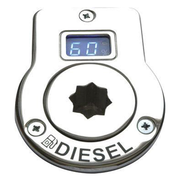 Dækspåfylder indikeret til diesel, fremstillet i 316 rustfrit stål.