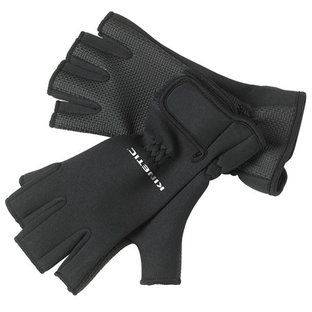 Kinetic neoprene handske half finger i sort, set fra forsiden