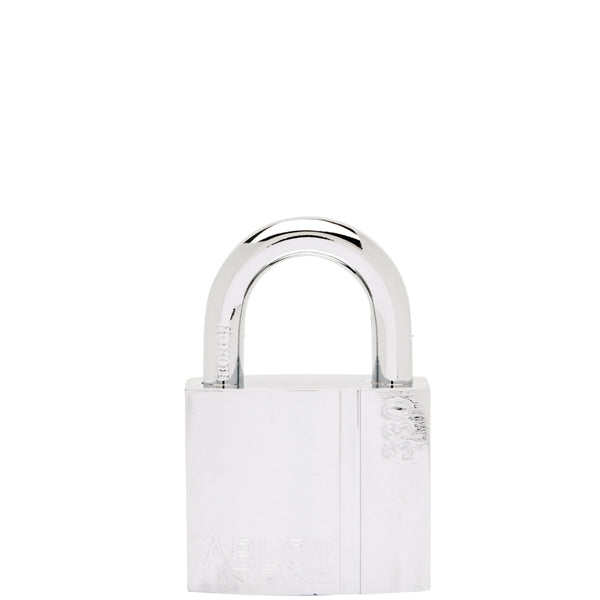 Abloy hængelås PL330/25 set forfra, med tydelig låsemekanisme.