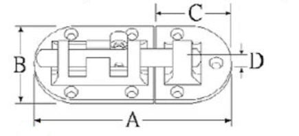 Frontvisning af SeaTec skudrigel monteret på en dørkrog