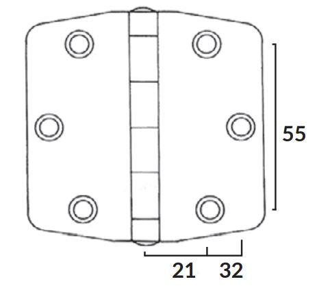 1852 hængsel i stål vist fra siden, robust design