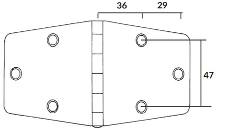 Hængsel 151 x 75 mm RF stål fra 1852, monteret på en båd