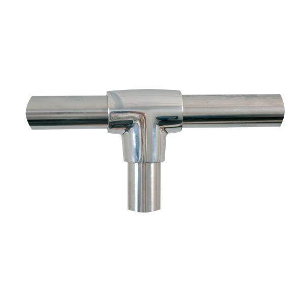 T-stykke Ø25mm fra SeaTec set fra siden, i rustfrit stål.