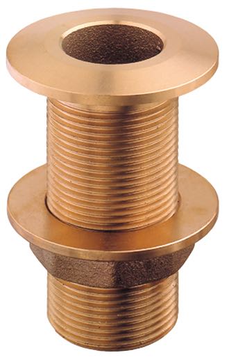 Guidi gennemføring 1 1/2" set fra siden, fremhæver detaljer i messingdesign.