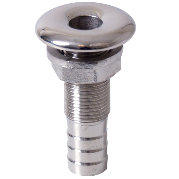 Gennemføring RF 1 1/4" i rustfrit stål, vist fra siden.