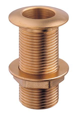 Guidi gennemføring i bronze, set fra siden med målene 80 mm.