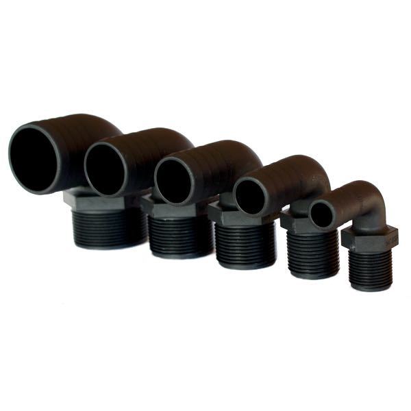 Trudesign slangestuds 90° i sort komposit, set fra siden