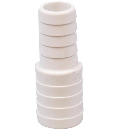 Trudesign slangeadapter 19-13mm i hvid farve, set fra siden