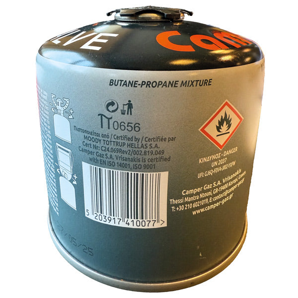 SeaTec ventil placeret på en campinggasbeholder i brug