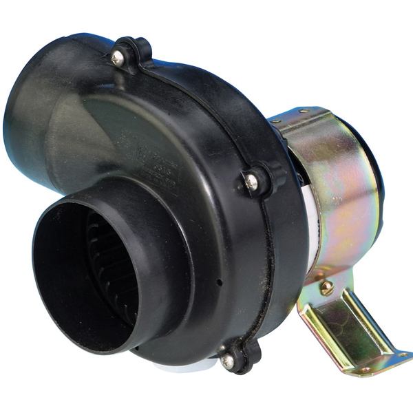Jabsco motorrumsventilator set fra siden, monteret på en båd