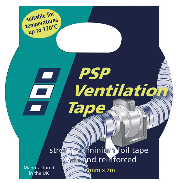 PSP alu. ventilationstape forstærket rullet op på en hvid baggrund