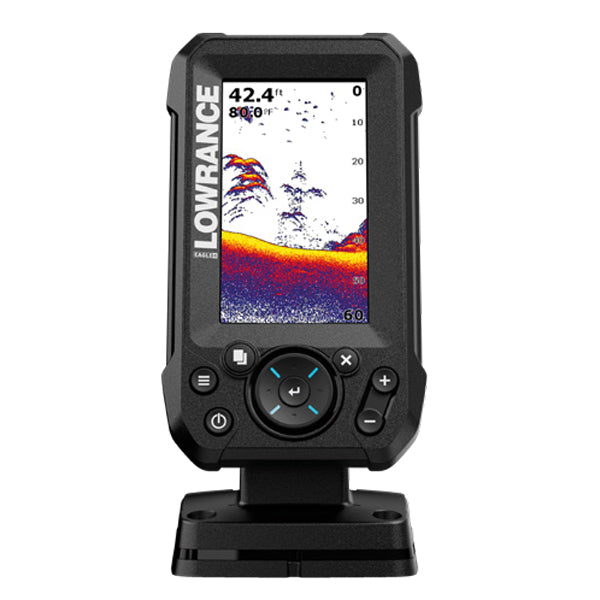 Lowrance 4X kombinere instrument set forfra med skærm og knapper