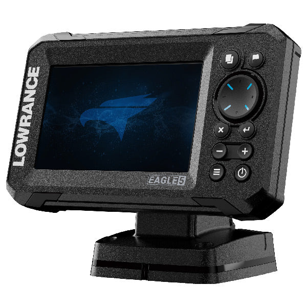 Lowrance Fishfinder Eagle 5 placeret på bådpanel