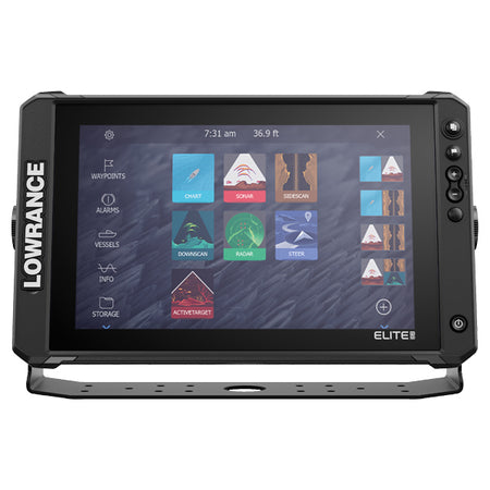 Lowrance Elite FS 12 i brug på båden, viser naturskønne undervandsbilleder