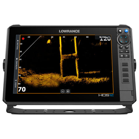 Set fra siden, Lowrance HDS-12 PRO monteret på en bådkonsol