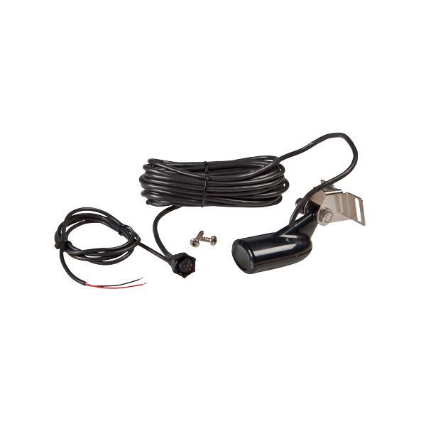 Navico hæktransducer set fra siden, designet til strøm- og temperaturmåling.