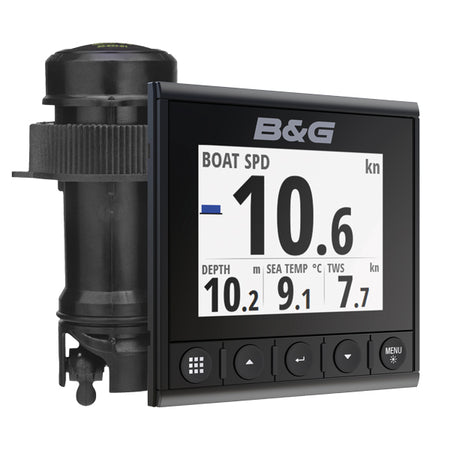 B&G Triton2 speed/depth display installeret på bådens instrumentbræt