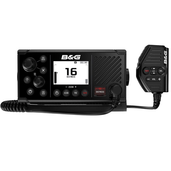B&G V60 VHF med GPS/AIS set fra forsiden, passer til marine brug.