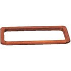 Roca ramme til handskerum i teak, set fra siden med mål på 34x17,3 cm.