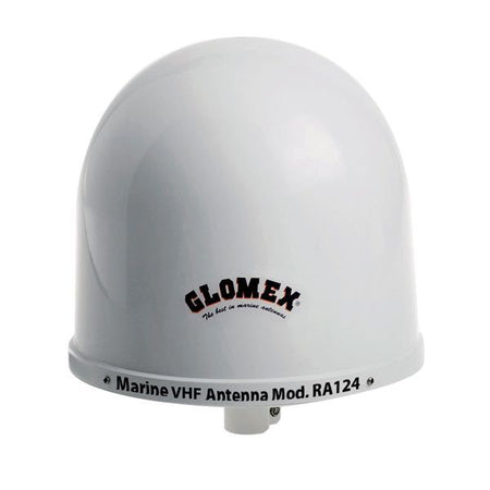Glomex RA124 VHF antenne set fra siden med tilsluttet 9m kabel