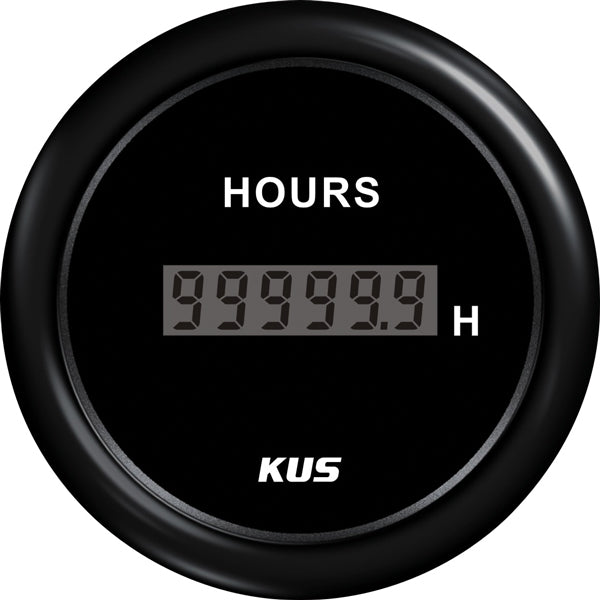 Kus digital timetæller i sort, monteret på bådpanel