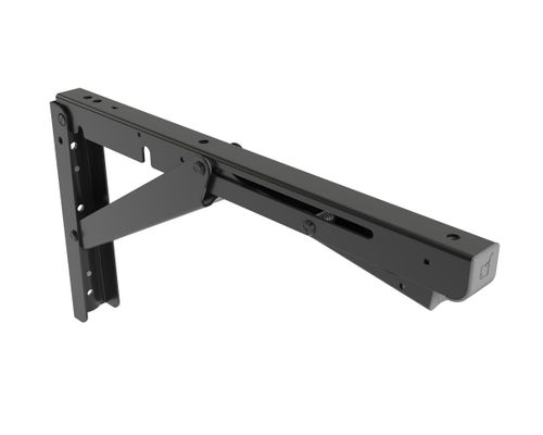 Roca sammenklappelig hyldeknægt i sort AISI304, vist i sideprofil.