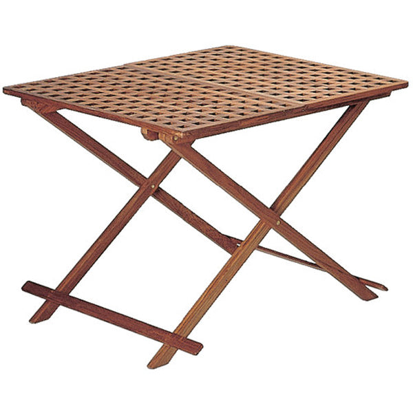 Roca klapbord i teak, set fra siden med marineinspiration.