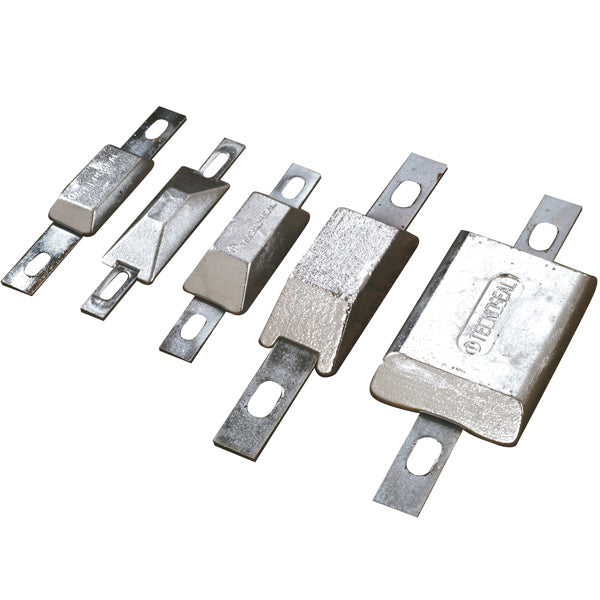 Tecnoseal aluanode set fra siden med mål 127×66×25 mm