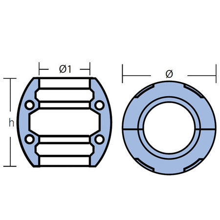 Tecnoseal zinkanode aksel 80mm monteret på bådakse