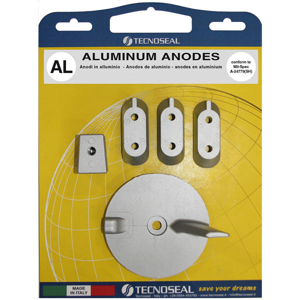 Tecnoseal alu anode kit til Yamaha F40-F60HK, vist på hvid baggrund