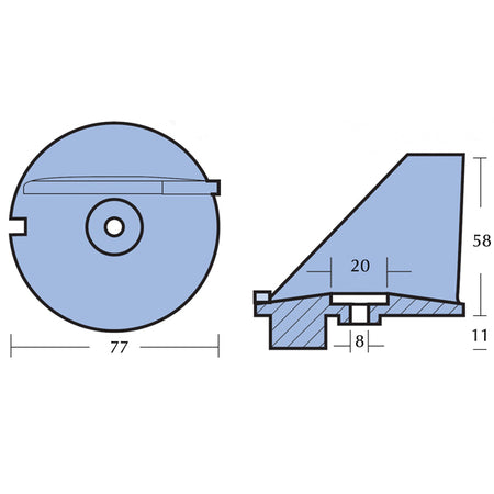 Detalje af Tecnoseal zinkanode med 58 mm diameter