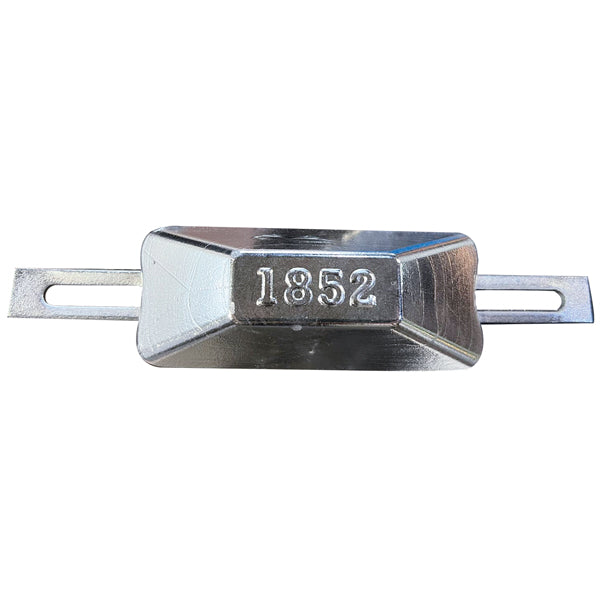 1852 alu anode på hvid baggrund, vejer 0.30 kg