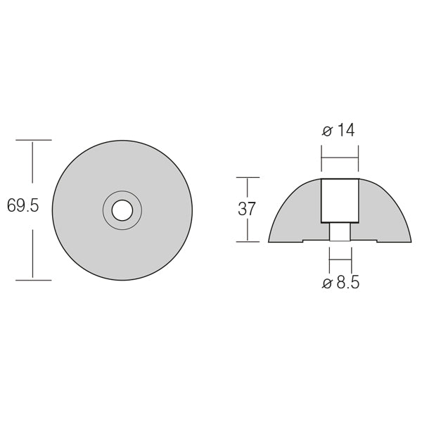 Flexofold zink ved siden af bådpropeller, klar til installation