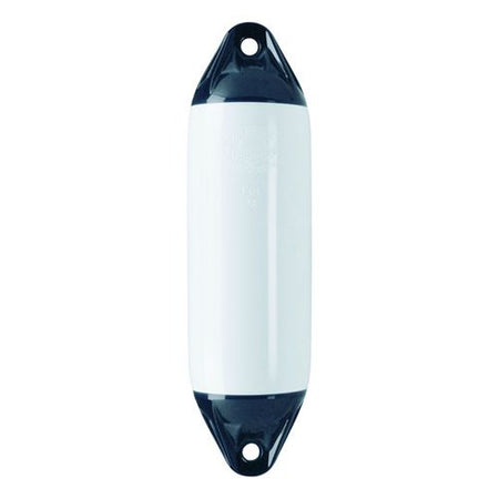 Polyform F1 fender i hvid og sort, set forfra