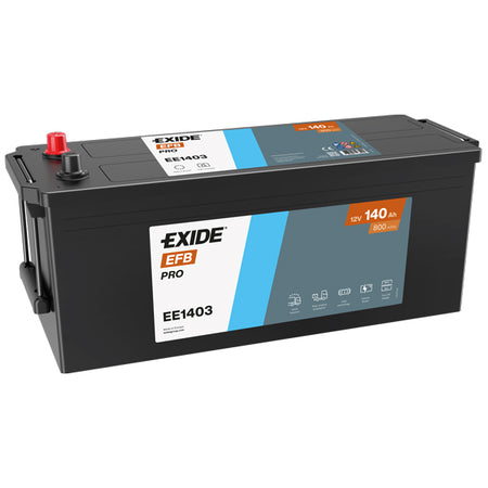 Exide batteri 140Ah monteret i en båd, klar til brug.