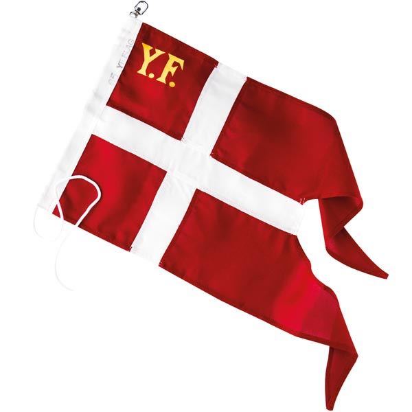 SeaTec yachtflag i 170 g/m² flagdug, 65x125 cm, vist som flaget blafrer i vinden.
