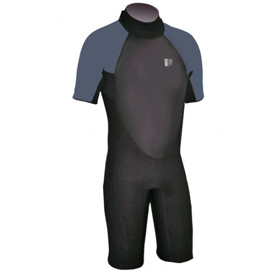 Våddragten 1852 i sort og grå, junior model, set fra fronten.