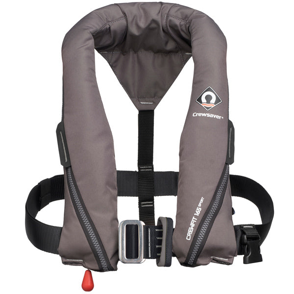 Crewsaver Crewfit 165N Sport Harness i grå set forfra med justeringsmuligheder