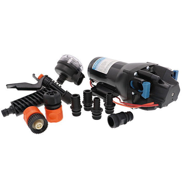 Jabsco spulepumpe sæt HOTSHOT HD6 set forfra med tilbehør