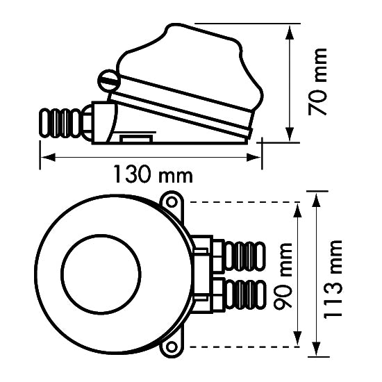 SeaTec fodpumpe mini set fra siden, viser slangen og pumpens design.