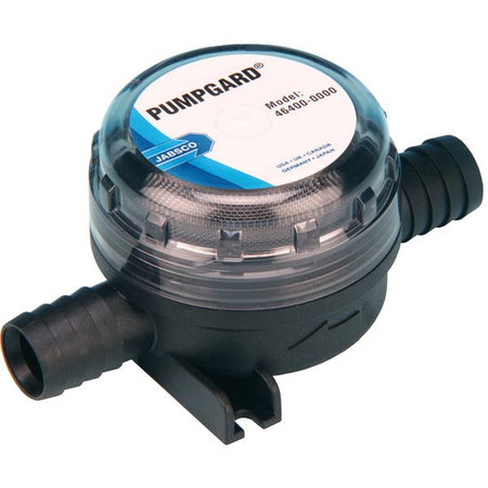 Jabsco Pumpgard vandfilter med slangestuds, set fra siden