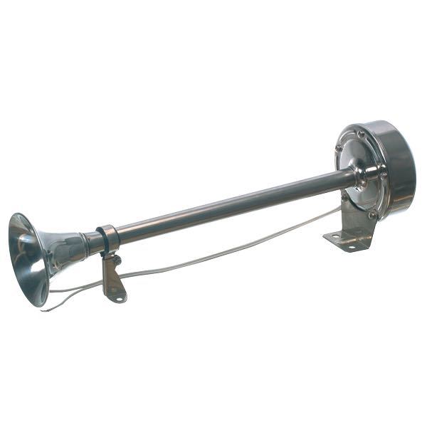 SeaTec trompet horn 12V set fra siden, monteret på båd