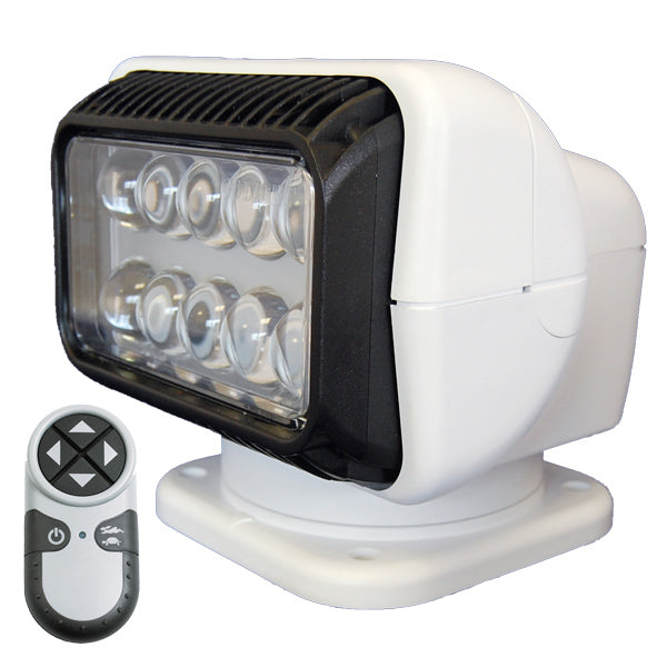 Golight søgelygte set fra siden, monteret på en båd.