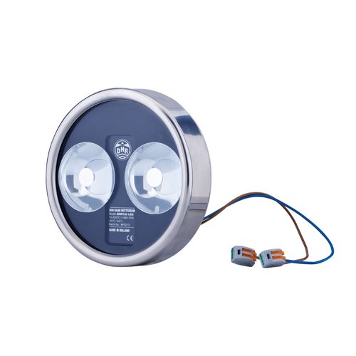 DHR LED insert til bådlygte, set forfra med lysudsendelse