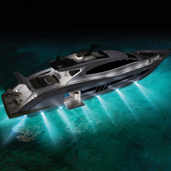 SeaTec undervandslys set fra siden, fremhæver det blå skær