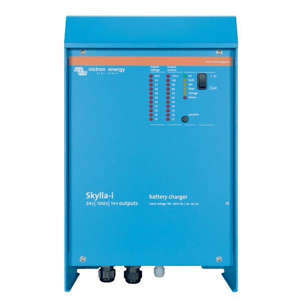 Victron Skylla-I lader 24V 80Amp set forfra med tilslutningspunkter.